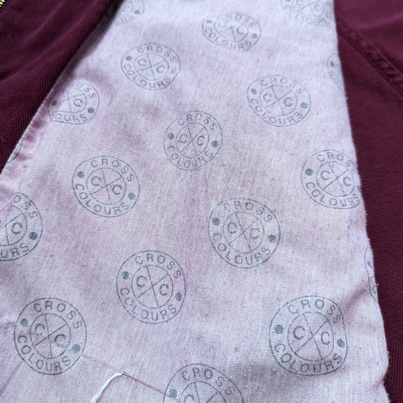 Cross Colours Crafted in South Central L.A Burgundy cotton oversize denim XL - Picture 7 of 12